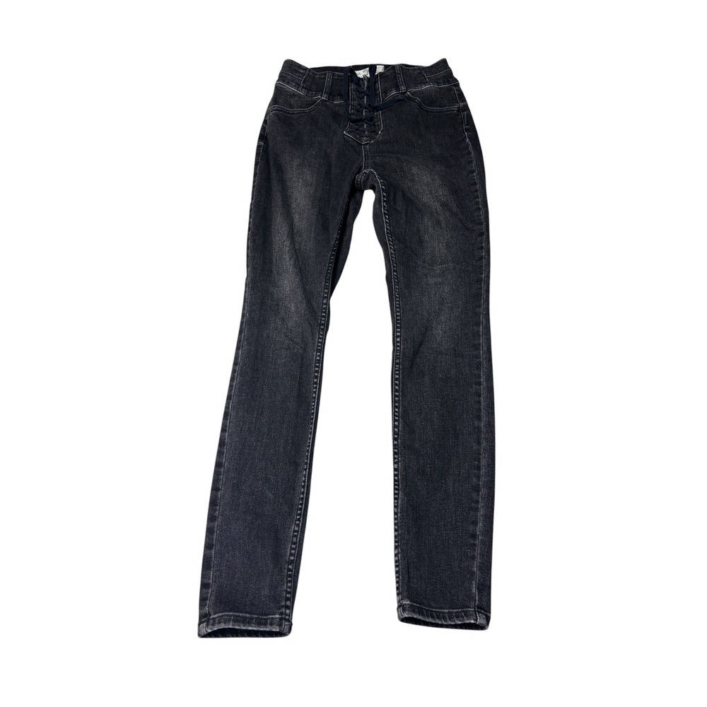 We The Free People Knot in Black High Waist Skinny Jeans Size 27X28